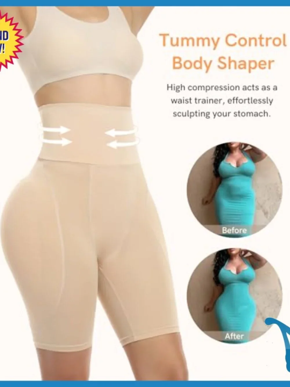 High Waist Shapewear Tummy Control Butt Lifting Shorts with Removable Pads
